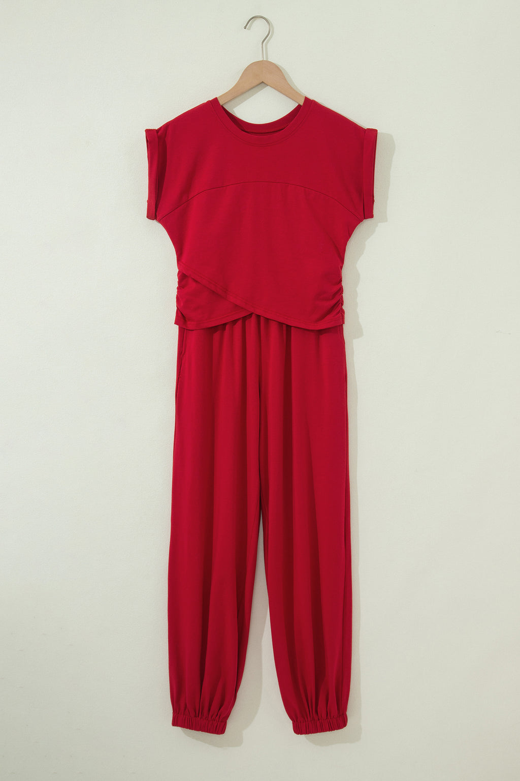 Moonlight Jade Solid Color Cropped Tank Top and Jogger Pants Set