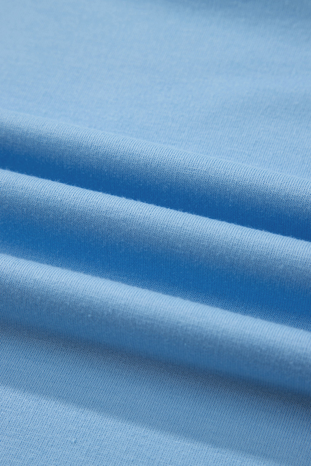 Beau Blue Solid Color V Neck Tee Drawstring Pant Set