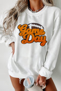 Game Day Football Pattern Pullover Sweatshirt