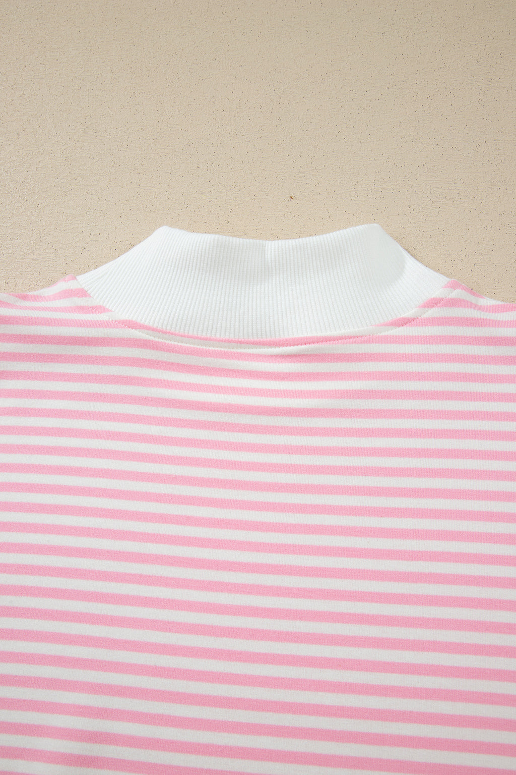 Pink Stripe Oversize Mock Neck Sweatshirt and Shorts Set