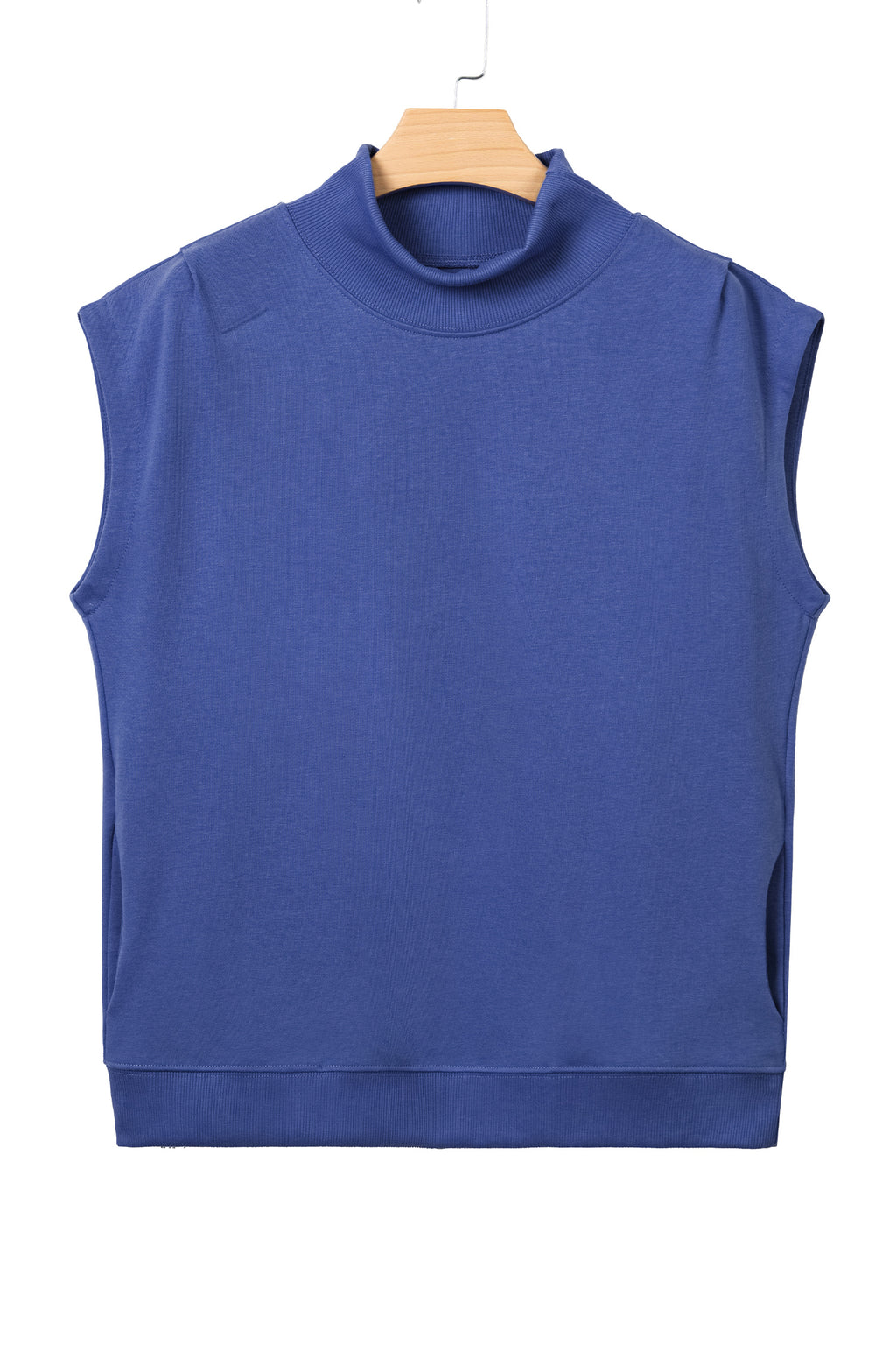 Orange Solid Color High Neck Cap Sleeve Loose Top