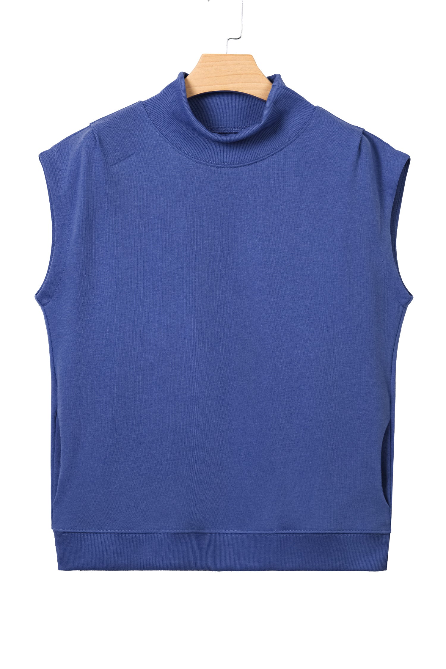 Orange Solid Color High Neck Cap Sleeve Loose Top