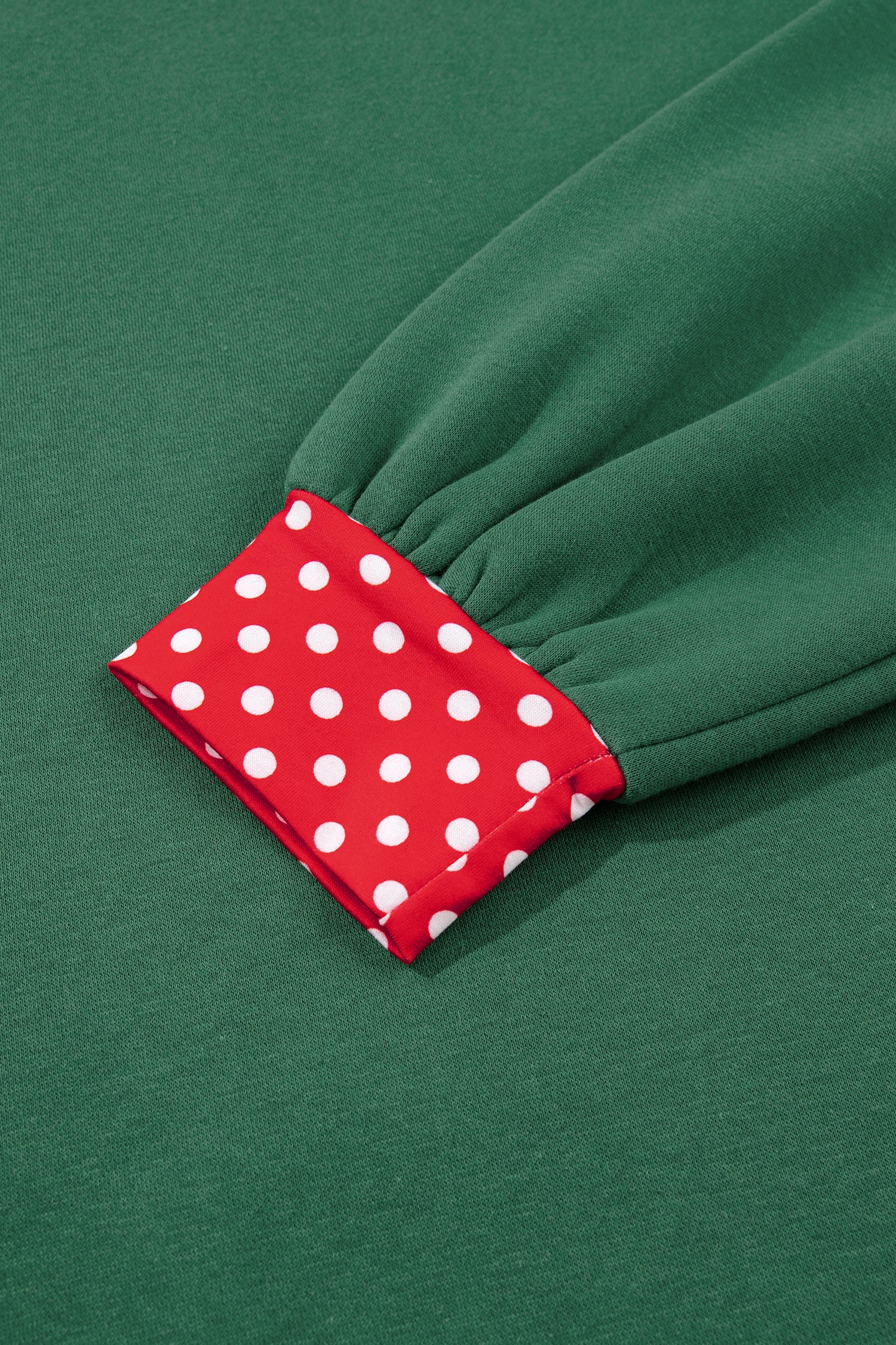 Dark Green Colorblock Polka Dot Contrast Trim Oversized Sweatshirt