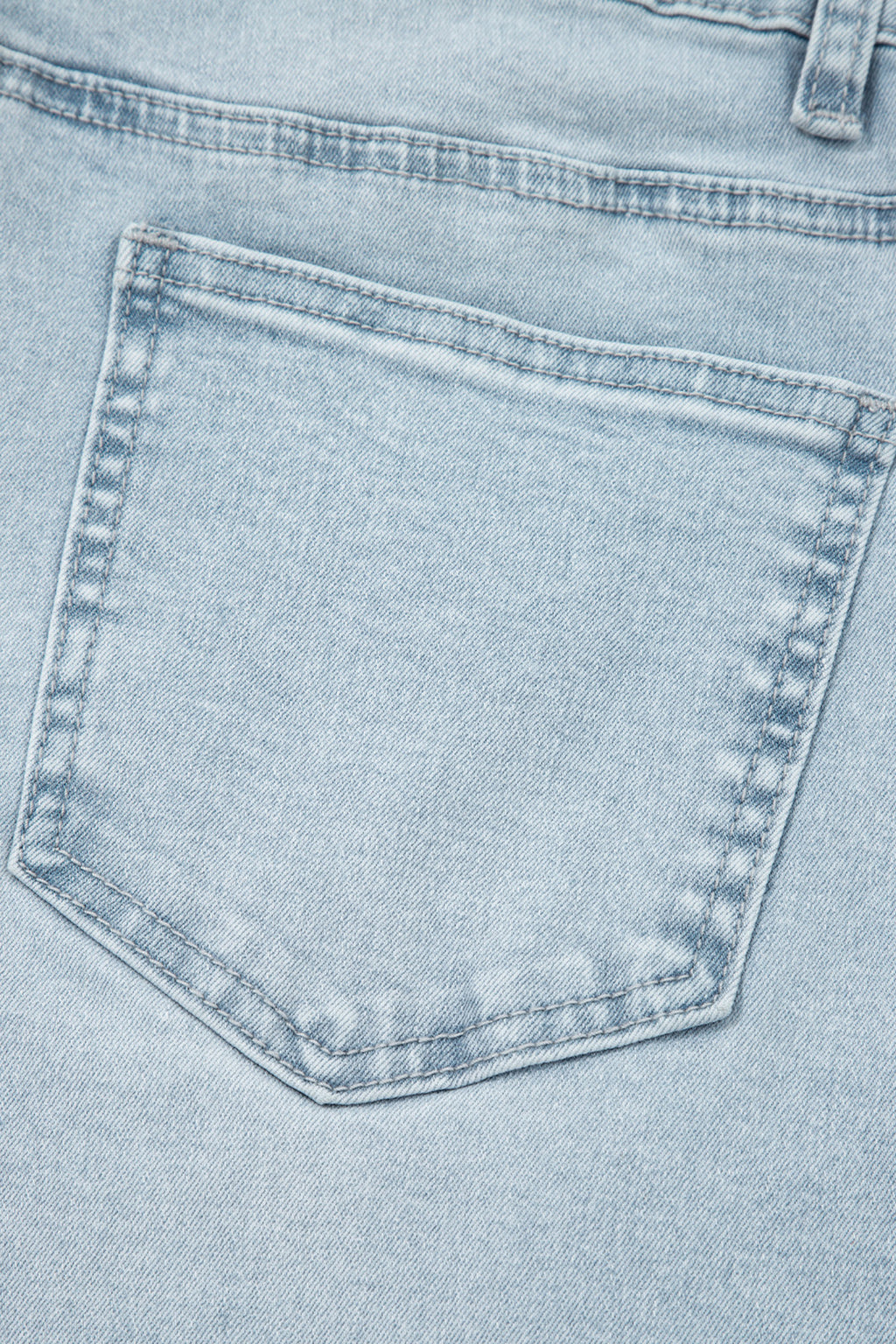 Blue Frayed Cropped Straight Jeans