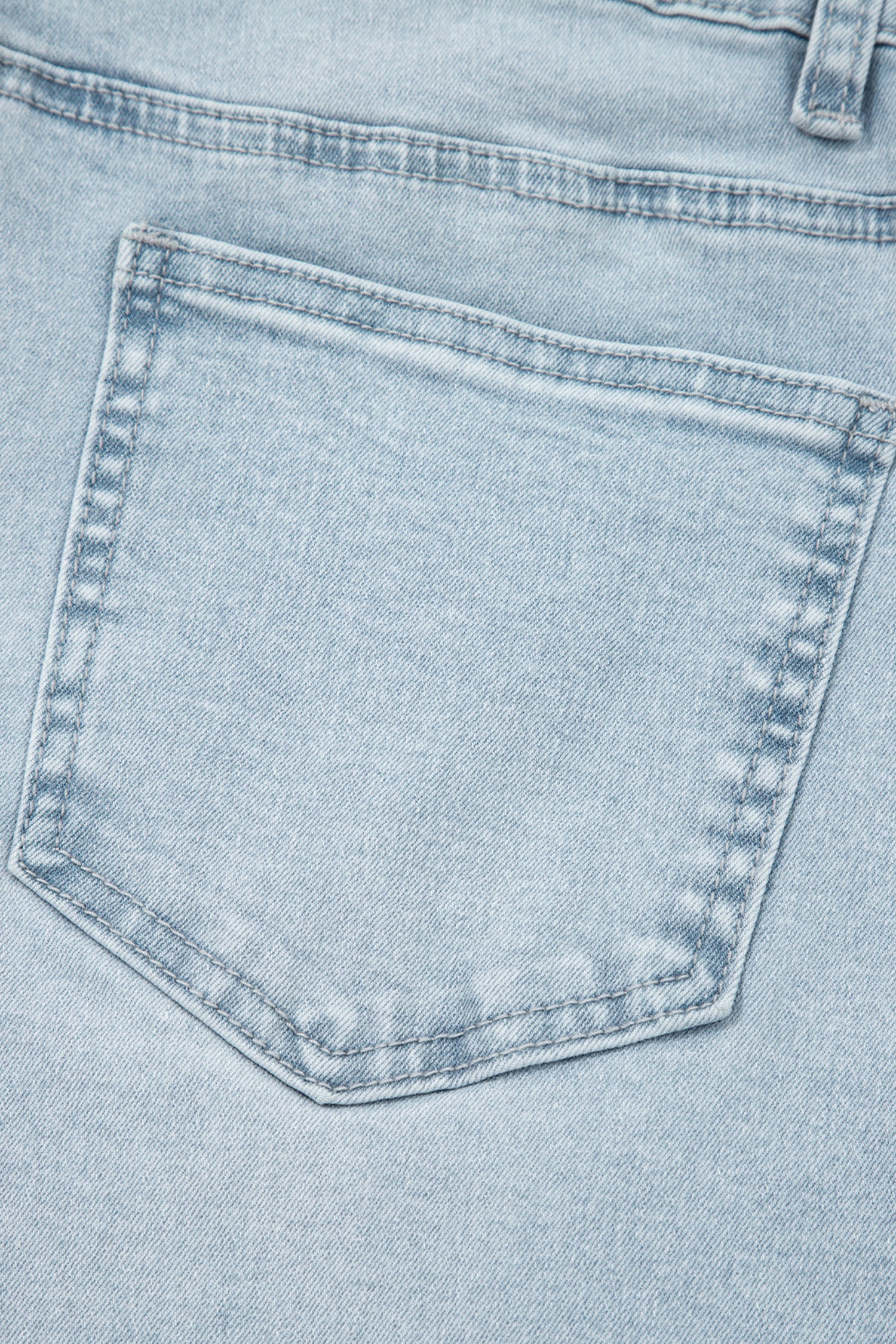Blue Frayed Cropped Straight Jeans
