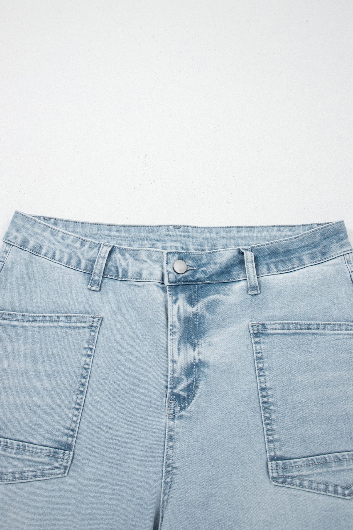 Blue Frayed Cropped Straight Jeans