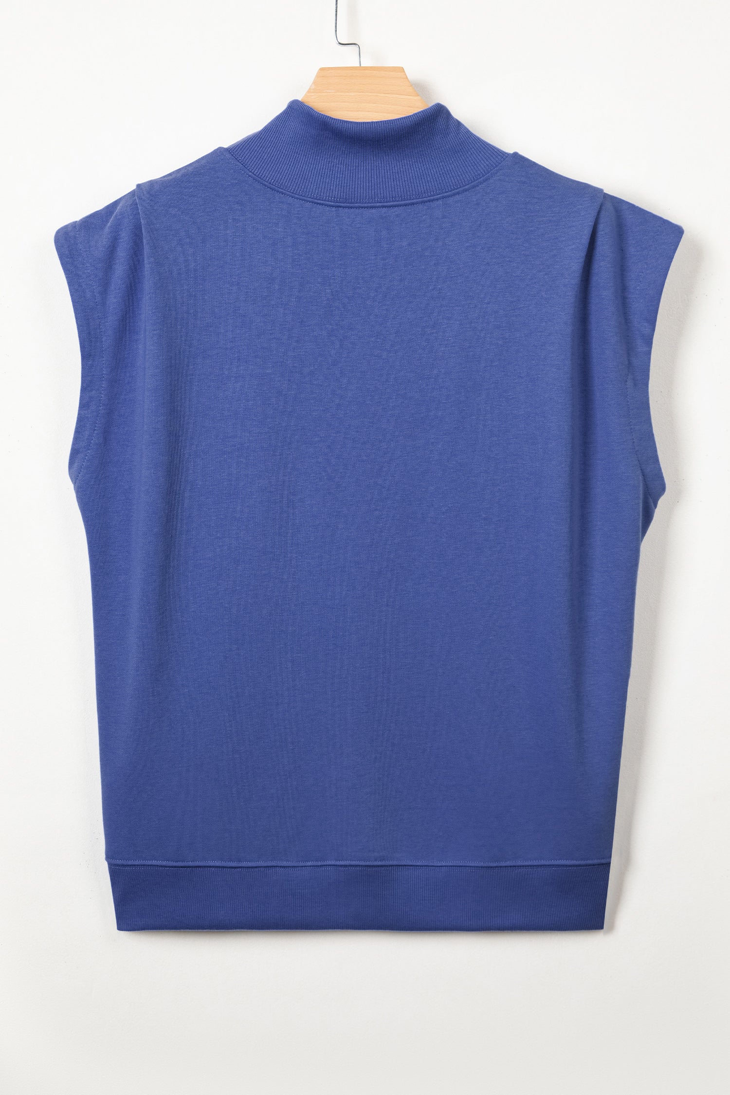 Orange Solid Color High Neck Cap Sleeve Loose Top