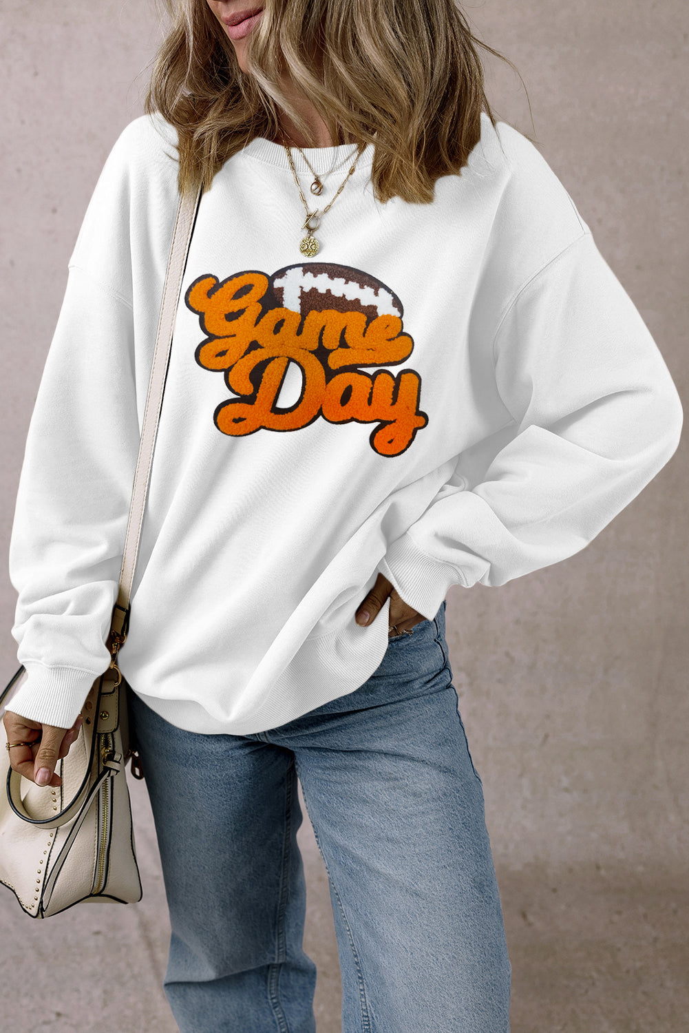 Game Day Football Pattern Pullover Sweatshirt