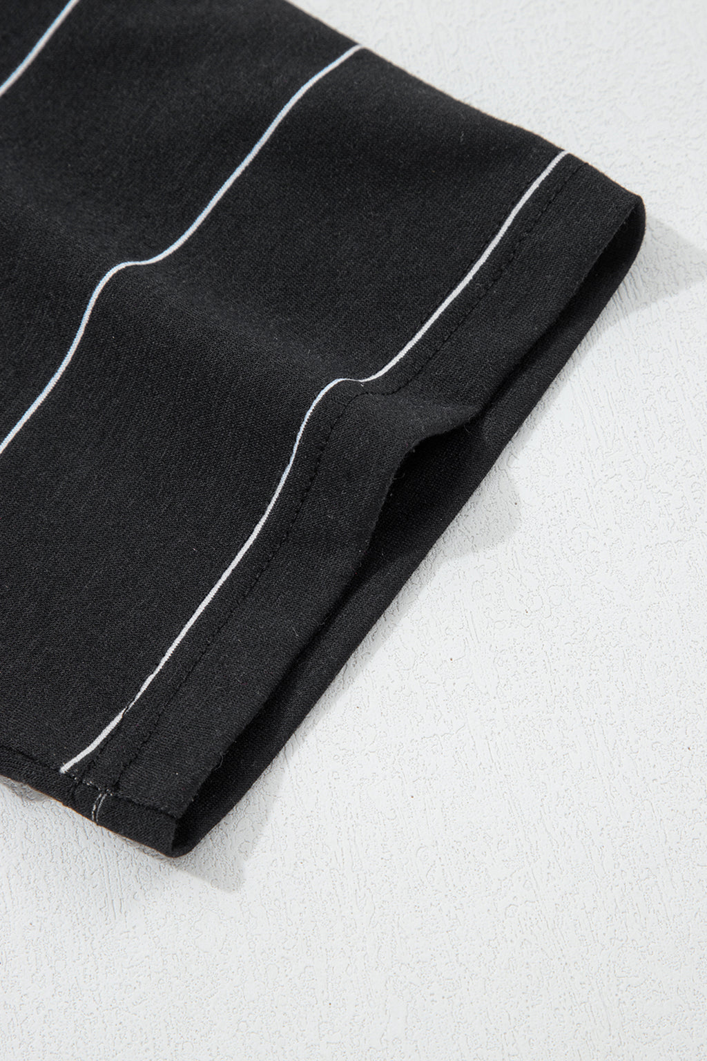 Black Stripe Half Sleeve Tee Drawstring Shorts 2pcs Set