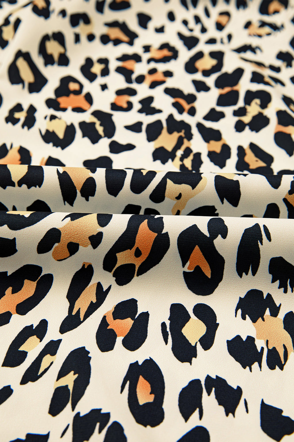 Sky Blue Leopard Color Block Contrast Striped V Neck Half Sleeve Loose Fit Blouse