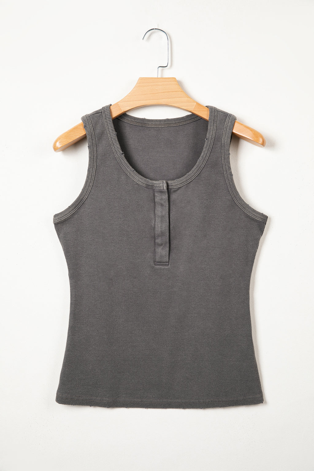 Bright Pink Vintage Distressed Ribbed Mineral Wash Tank Top