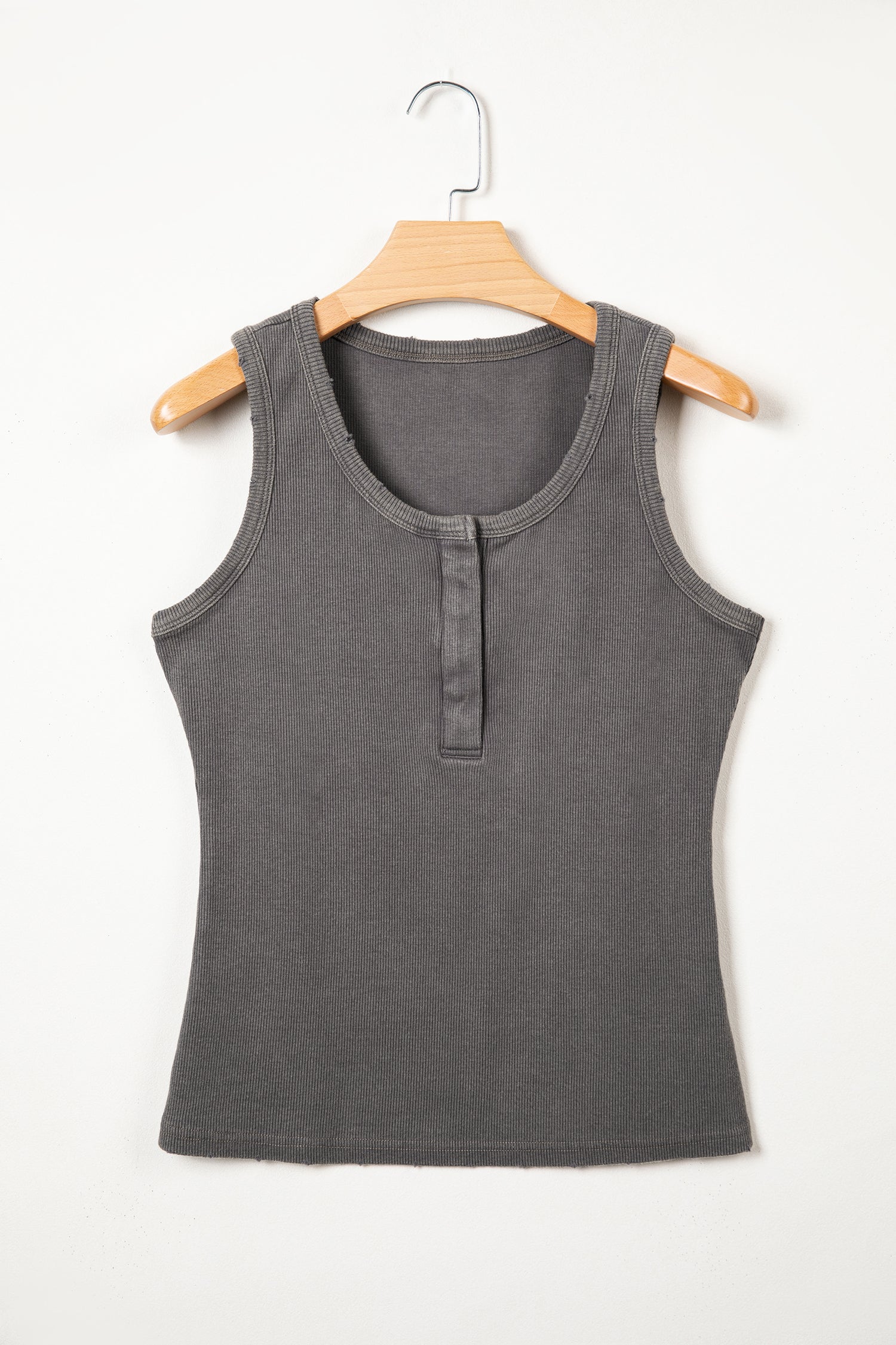 Bright Pink Vintage Distressed Ribbed Mineral Wash Tank Top