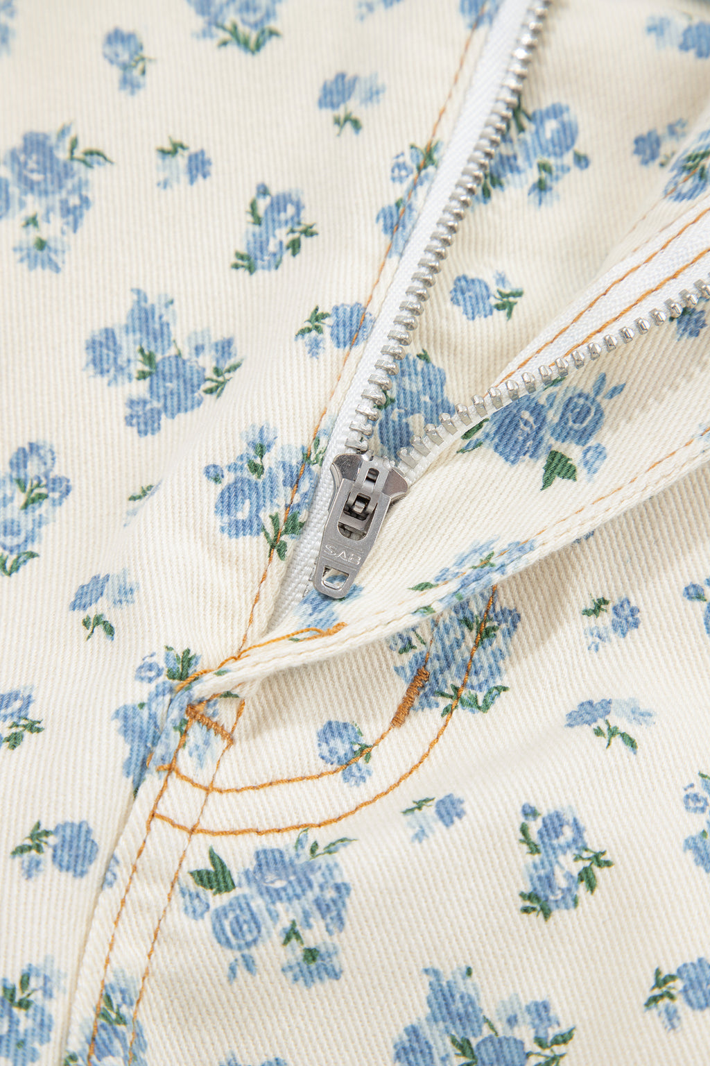 Beige Grommet Knot Waist Floral Barrel Leg Jeans