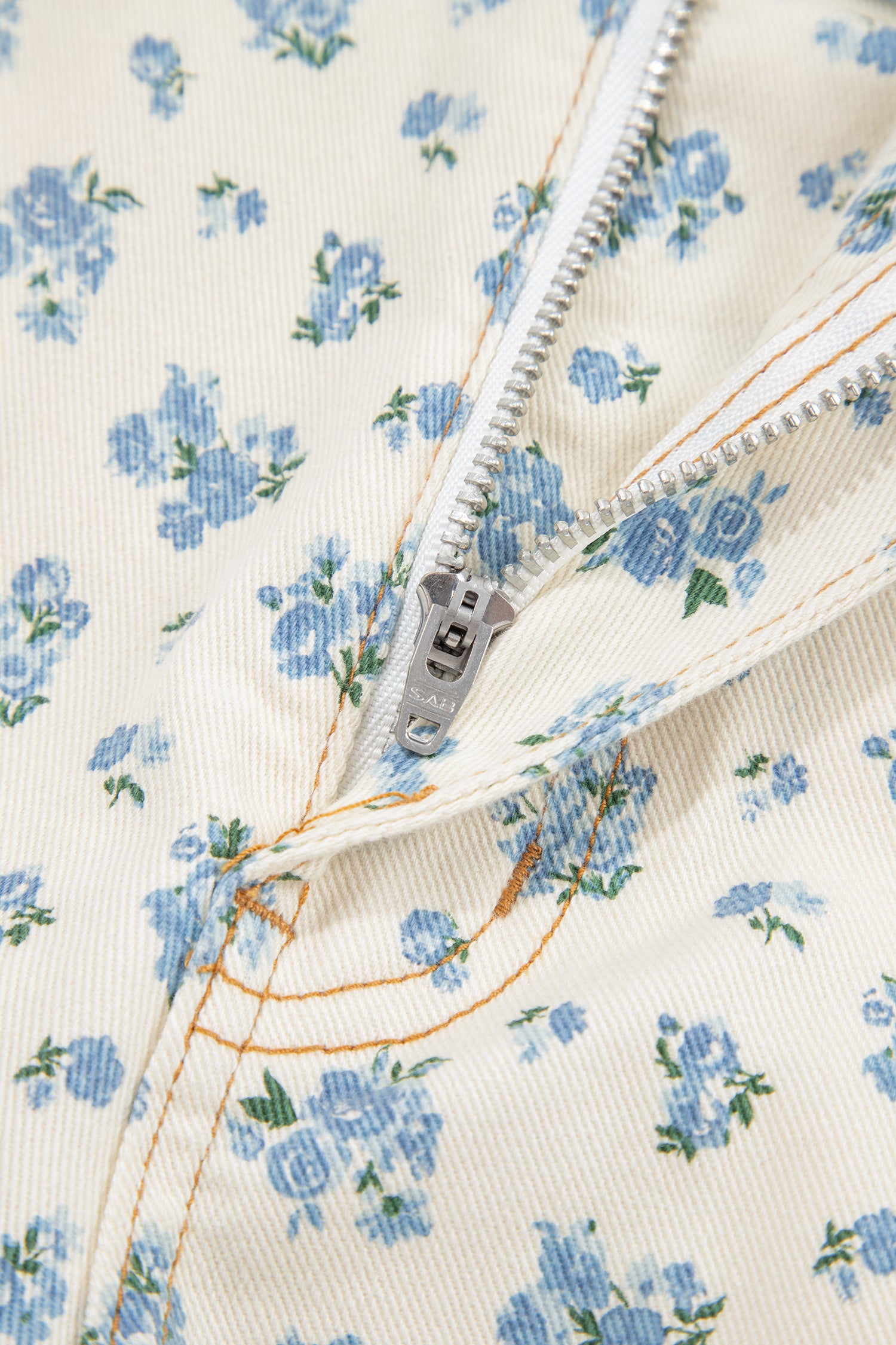Beige Grommet Knot Waist Floral Barrel Leg Jeans