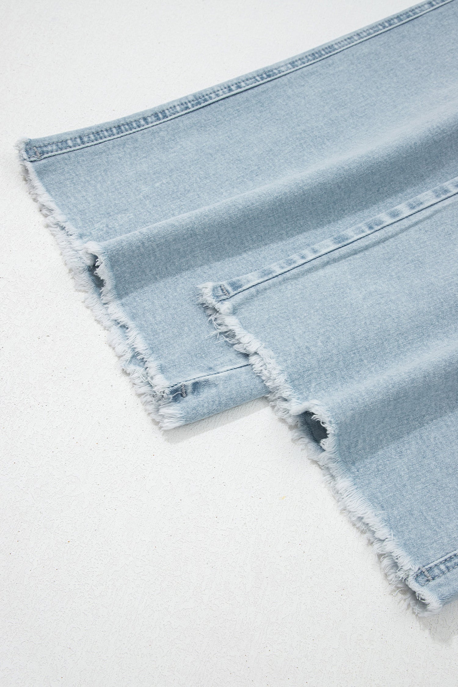 Blue Frayed Cropped Straight Jeans