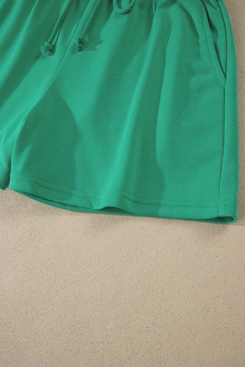 Mist Blue Solid Color Loose Tee Drawstring Shorts 2pcs Outfit