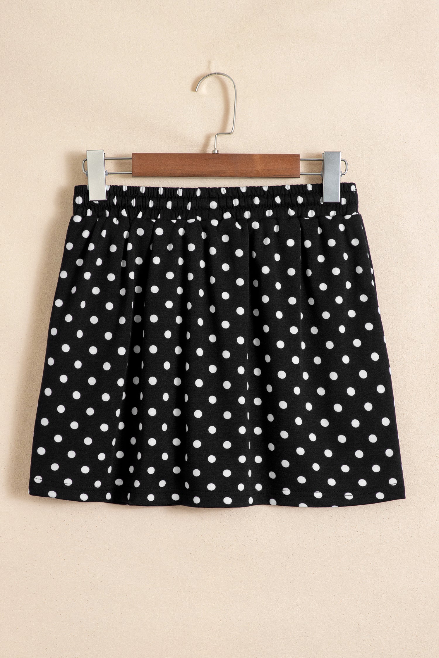 Black Polka Dot Drawstring Casual Mini Skort
