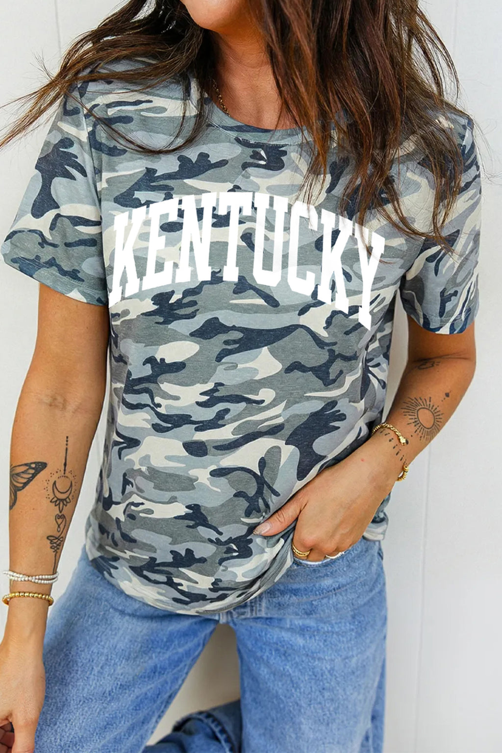 Camouflage KENTUCKY Crew Neck Summer Top