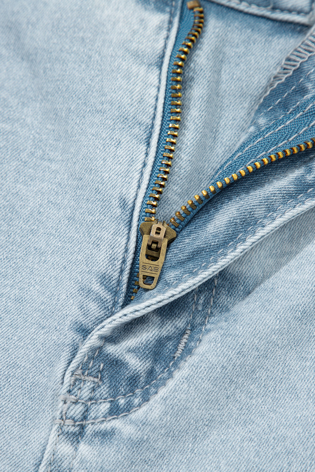 Blue Frayed Cropped Straight Jeans