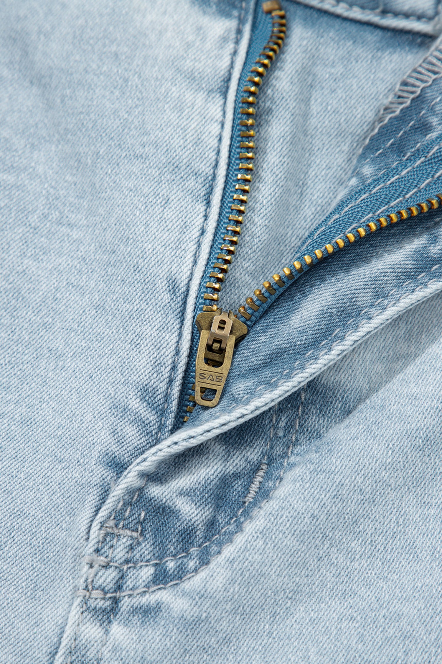 Blue Frayed Cropped Straight Jeans