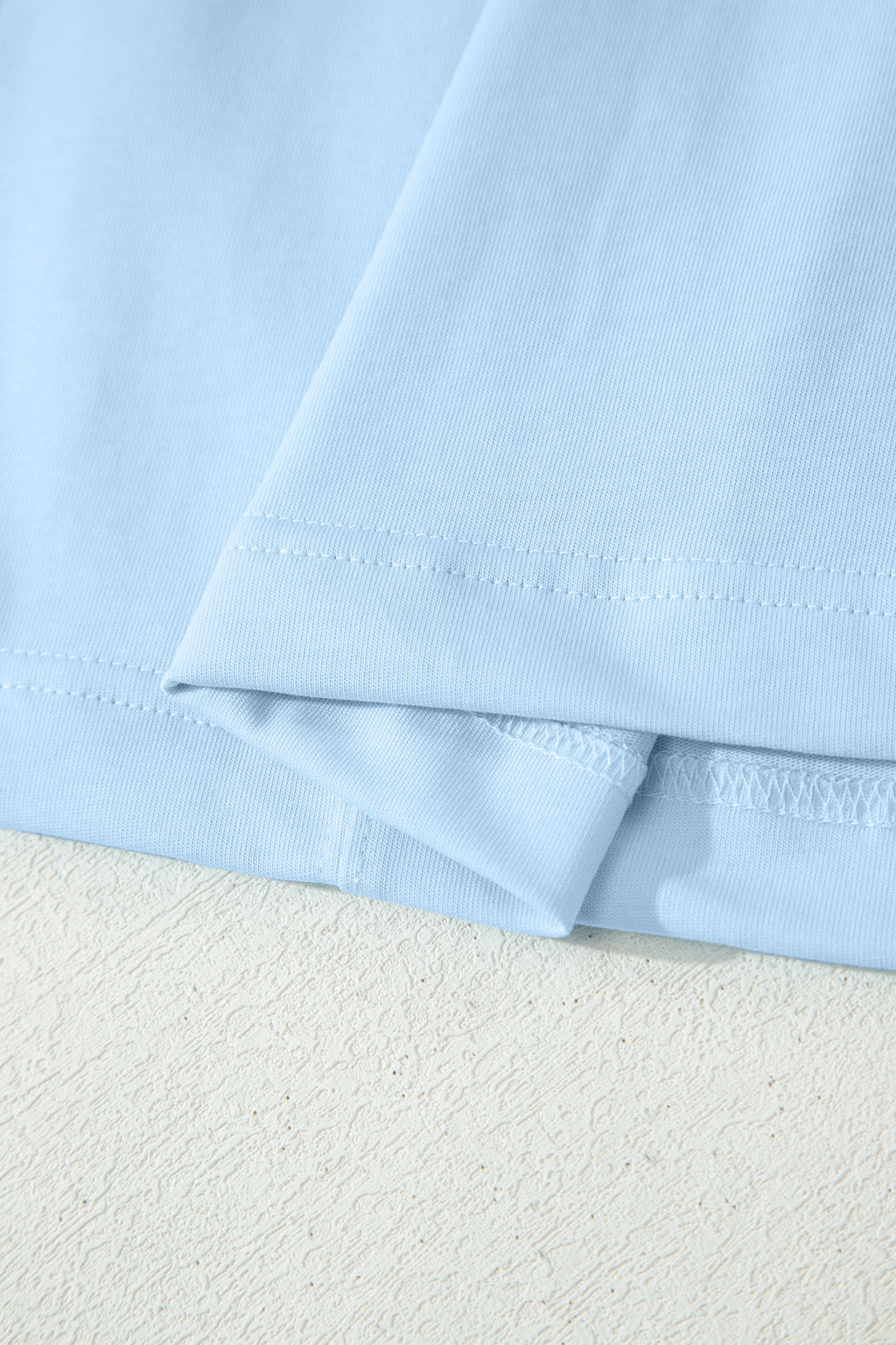 Mist Blue Stitched Detail Loose Tank Top 2pcs Short Set