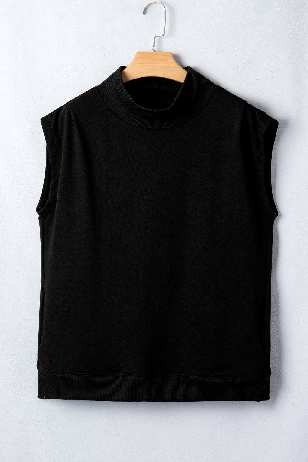 Orange Solid Color High Neck Cap Sleeve Loose Top