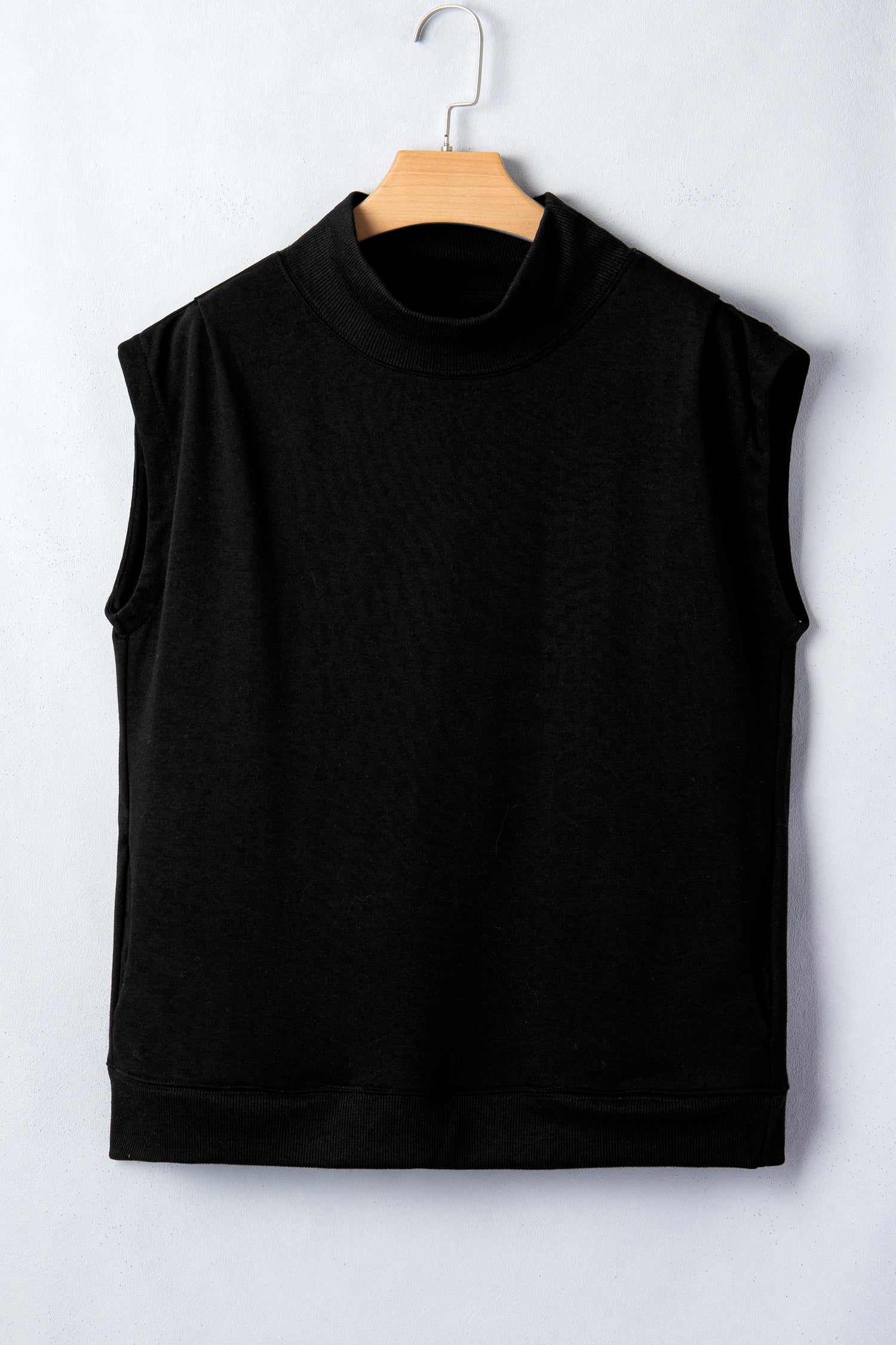 Orange Solid Color High Neck Cap Sleeve Loose Top