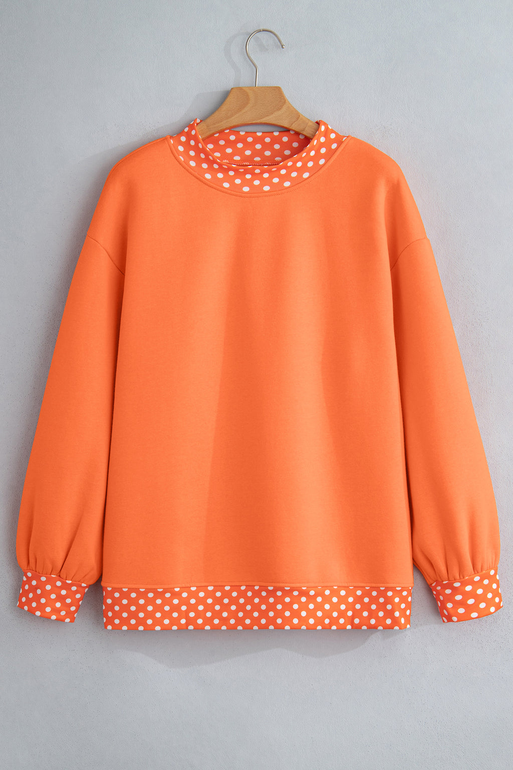 Dark Green Colorblock Polka Dot Contrast Trim Oversized Sweatshirt