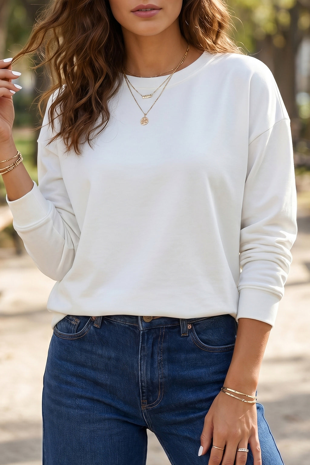 Black Solid Color Dropped Shoulder Long Sleeve Top